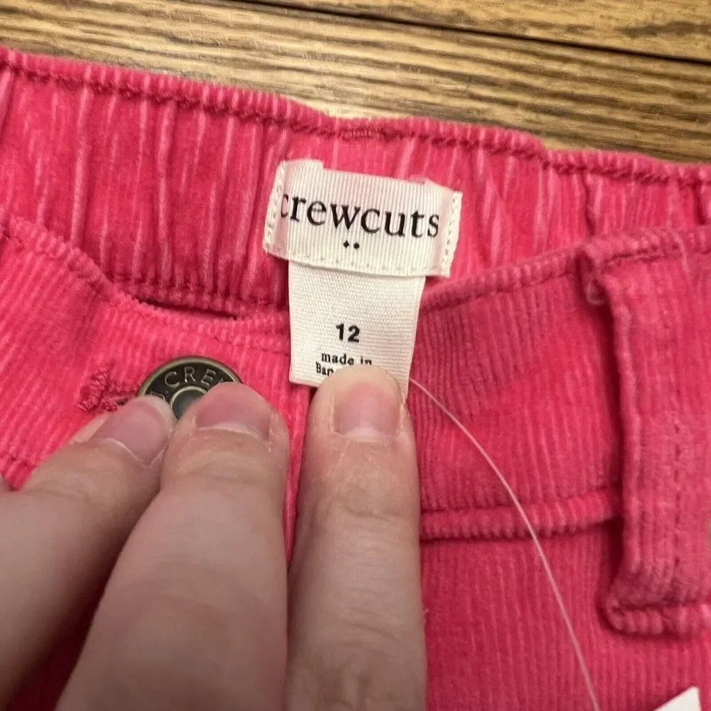 J Crew Crewcuts girls pink corduroy pants size 12 NWT